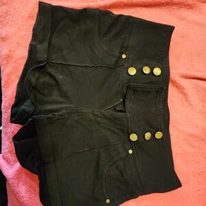 Ci Sono Black Shorts with Gold Button Details